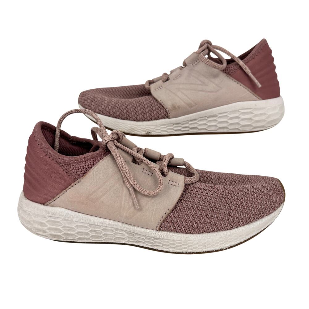 New Balance Fresh Foam Cruz Sneaker Size 7.5 Mauve Pink‎ Stretch Knit Lace up